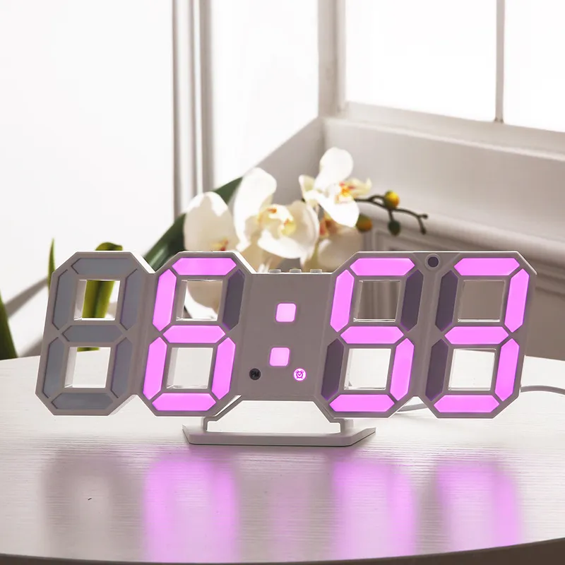 Design moderno Orologio da parete a LED 3D Sveglie digitali moderne Display Home Soggiorno Tavolo da ufficio Scrivania Orologio da parete notturno Display 601 R2