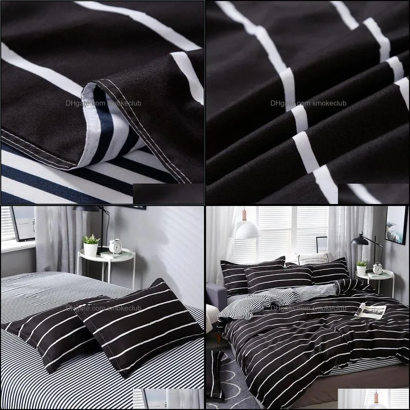 Bedding Sets Black White Stripe Double Side Simple Luxury Comforter Set Modern Fashion King Queen Twin Size Bed Linen Duvet Cover
