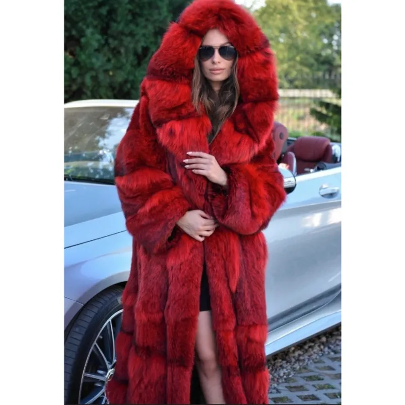 Nuovo speciale cappotto di visone finta pelliccia medio lungo integrato da donna 211207