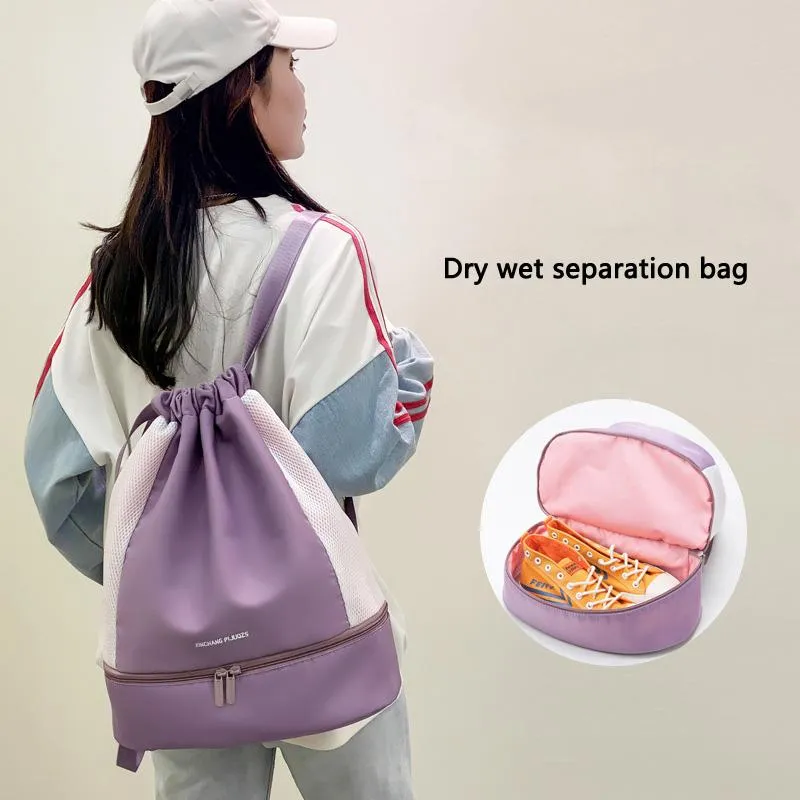 Outdoor Bags Fashion Woman Swimming Backpack Bag Wet Isolation Shoes Pouch Hiking Fitness Waterproof Scratch Proof Rucksack