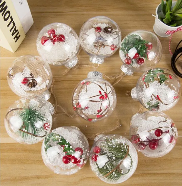 Transparent Christmas Ball Plastic Xmas Round Balls tree Hanging Ornaments home Decor Party Decorations