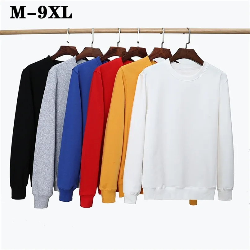 M-9XL Big Size Hoodies Suéter Homens Sólida Cor Hoodie Meatshirt Moletom Moda Casual Moda Marca Streetwear Hip Hop C308 210813