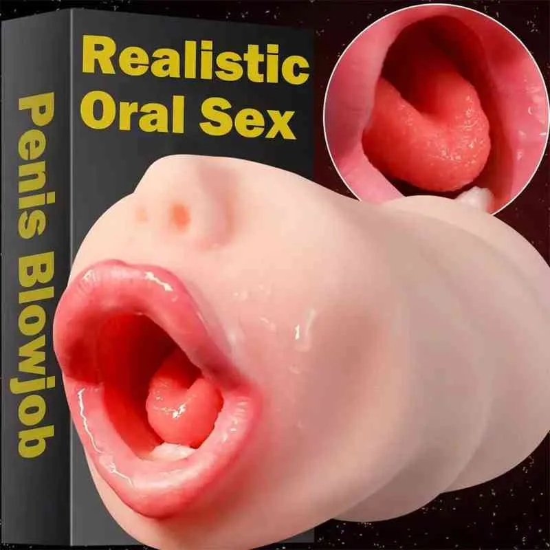 Produits pour adultes Fellation Real Feeling 3D Deep Throat Masturbateur Homme Oral Sucer Masturbateur Poche Langue Oral Sex Toys Pour Hommes 211220