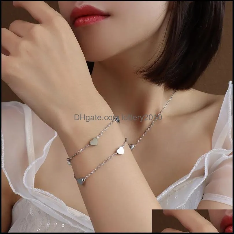 Link, Chain Sell 316L Stainless Steel Rose Gold Silver Plated Heart Bracelet For Women Vintage Trendy Jewelry