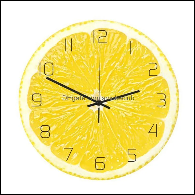 Battery Operated 5 Colors Round Accessories Living Room Mute Sweep Office European Home Decor Acrylic Fruit Shape Wall Clock