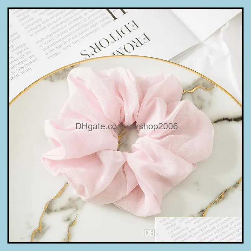 Cross-border new hair circle Amazon chiffon simple solid color large intestine ring elastic band fabric hair ring jewelry wholesale