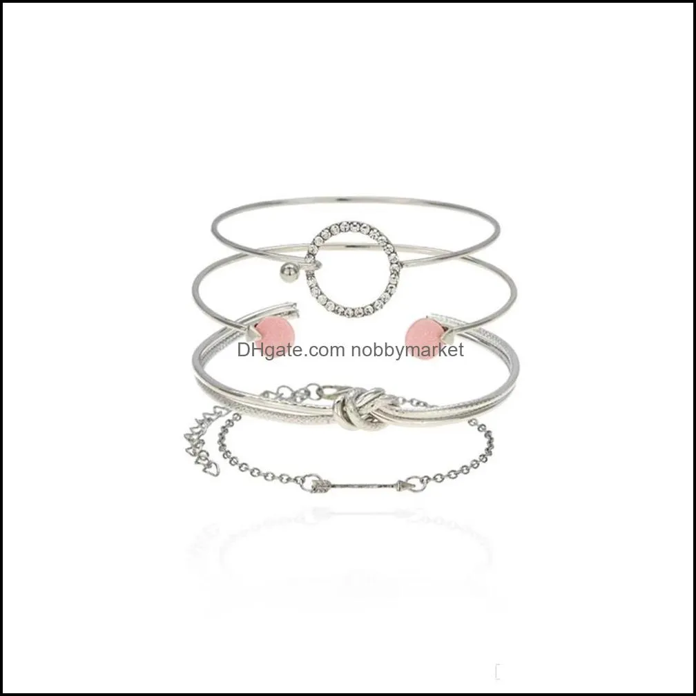 diamonds round knot bangle bracelets for women Cupid`s arrow chains girl Luxury designer bracelet set gold silver trendy jewelry