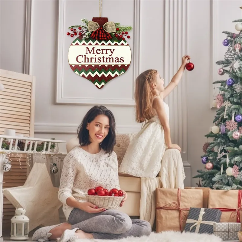 크리스마스 나무 집 벽 문 매달려 장식 접시 빨간색 과일 호손 격자 x0817a 10pcs