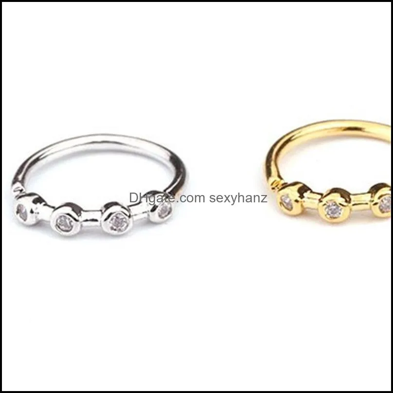 Silver And Gold Color 20gx8mm Nose Piercing Jewelry Cz Hoop Nostril Ring Flower Helix Cartilage Tragus Earring 871 R2