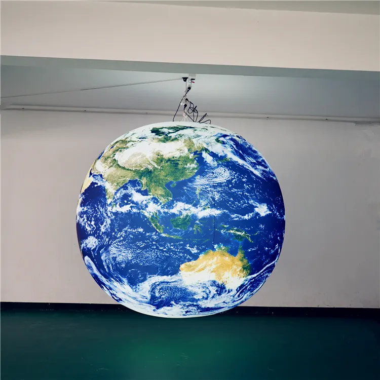Гигантский надувной воздушный шар Земля со светодиодной полосой и воздуходувкой Надувные планеты для украшения города