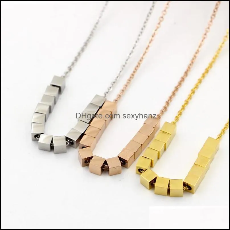 Martick Fashion Modern Woman 13 Squares Pendant Necklace Simple Elegant Link Chain Necklace 316L Stainless Steel Jewerly P1311