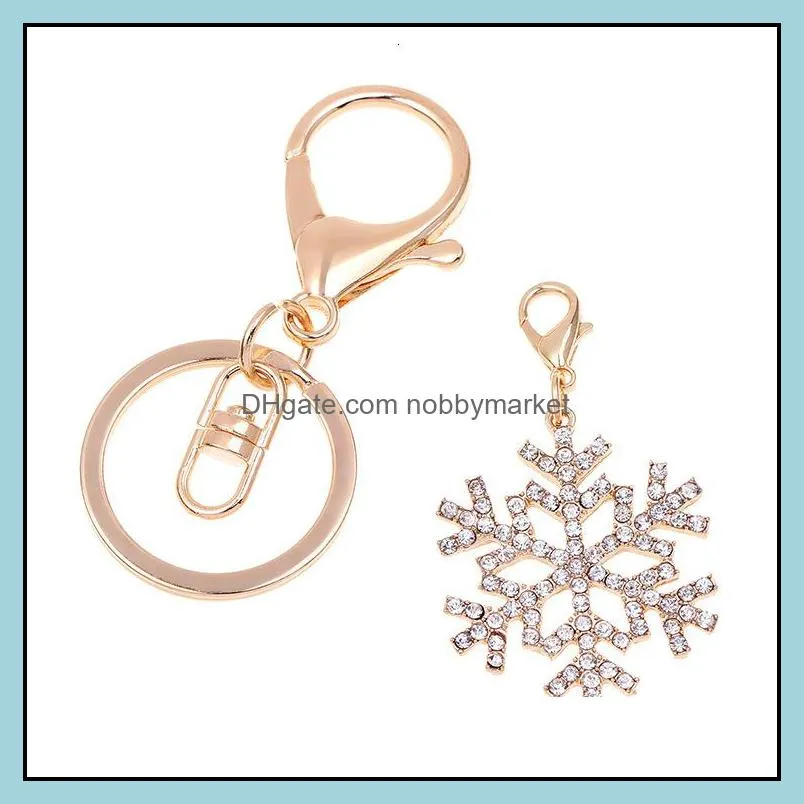 Luxury Christmas Snowflake Diamond Keychain Souvenir Pendant Gift