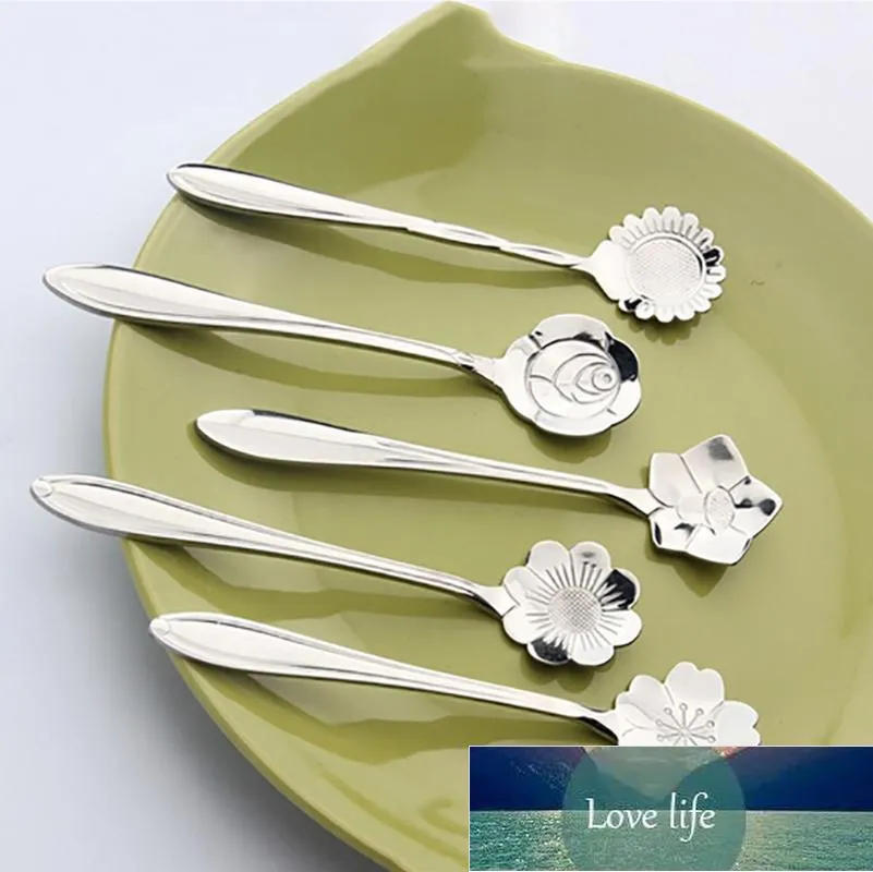 5 pièces nouvelle forme de fleur ensemble cuillère mignon drôle VIntage long manche cuillères couverts café outil à boire cuisine gadget cuillère H5 prix usine conception experte qualité