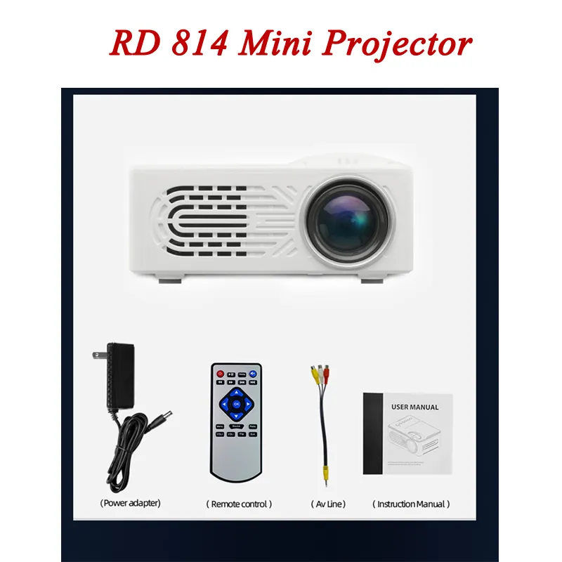 RD814 Projector 1080p Full HD Video Portable Smart Digital LED 400 Lumens Home Theater Entertainment Mini Multimedia Projector