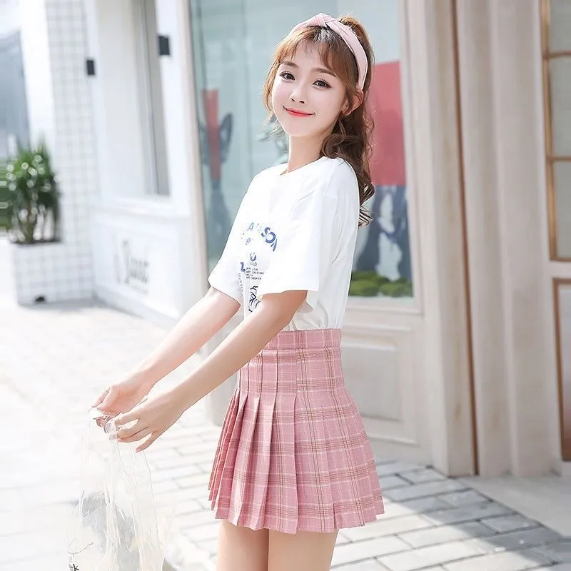 High Waist Plaid Plaid Pleated Skirt Chic Summer Short Plaid High Waist Plaid Plaid Pleated Skirt Chic Summer Short Plaid