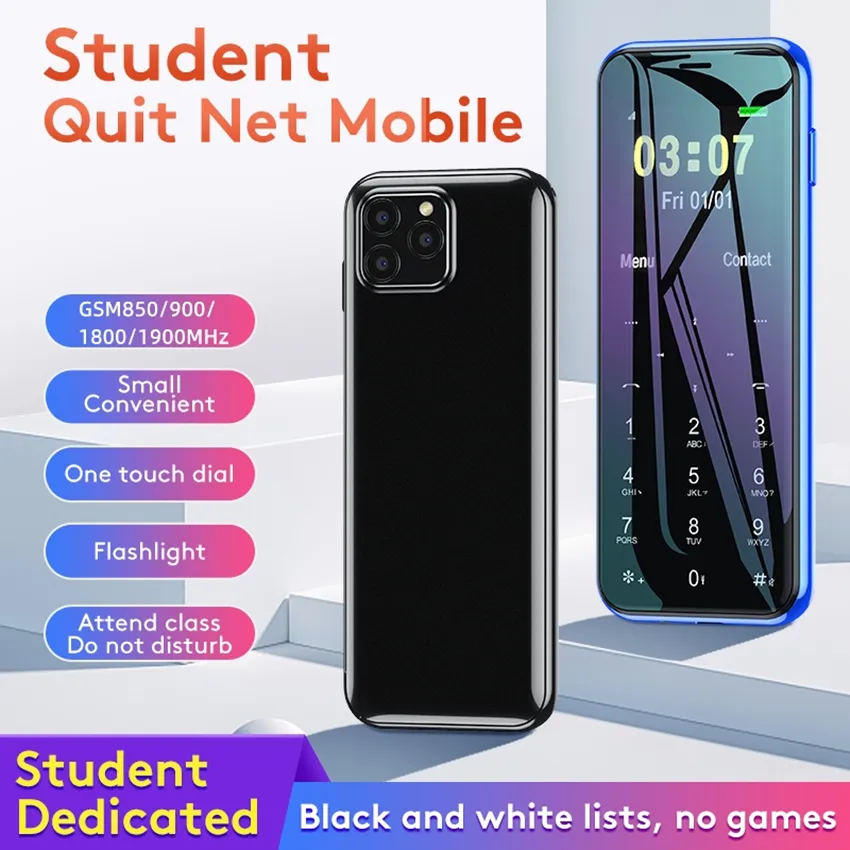 Piccoli telefoni cellulari ultrasottili sbloccati Cena Mini Dual Sim Card Telefono cellulare per studenti portatile Smettere di dipendere da Internet Telefoni di backup Fotocamera Tastiera touch