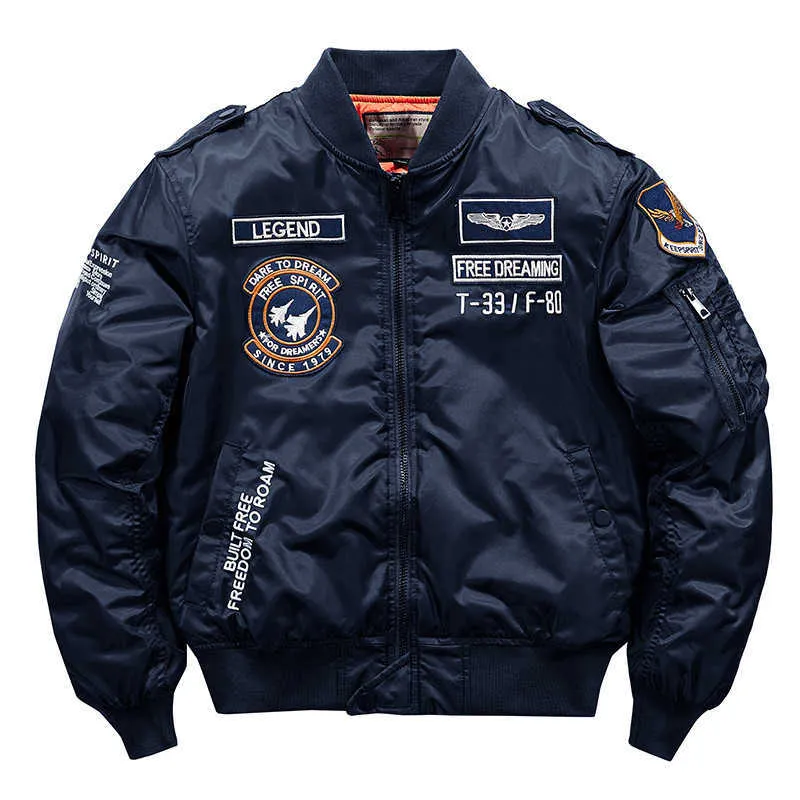 Hip hop Jacket Men High quality Thick Army Navy White Military motorcycle Ma 1 aviator Pilot Men Bomber Jacket Men X0710