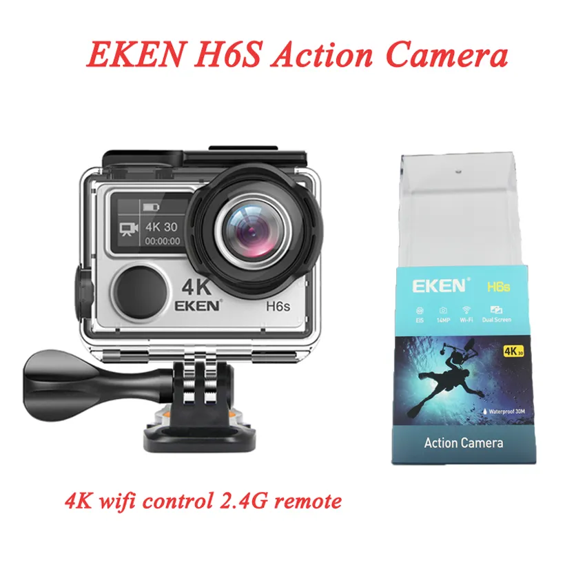 H6S 4K Action Camera HD Spor Kamerası EIS teknolojisi EKEN DALICI SU GERÇEKLİ 14MP 170 ° Geniş Açılı WiFi Kontrolü 2.4G Uzaktan
