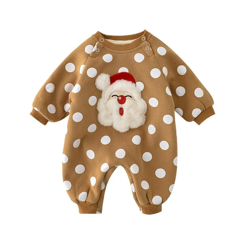 Jumpsuits jongensmeisjes rompelt babykleding winter cartoon stijl fluweel dikke romper peuter warm schattig voor 6-18 maanden