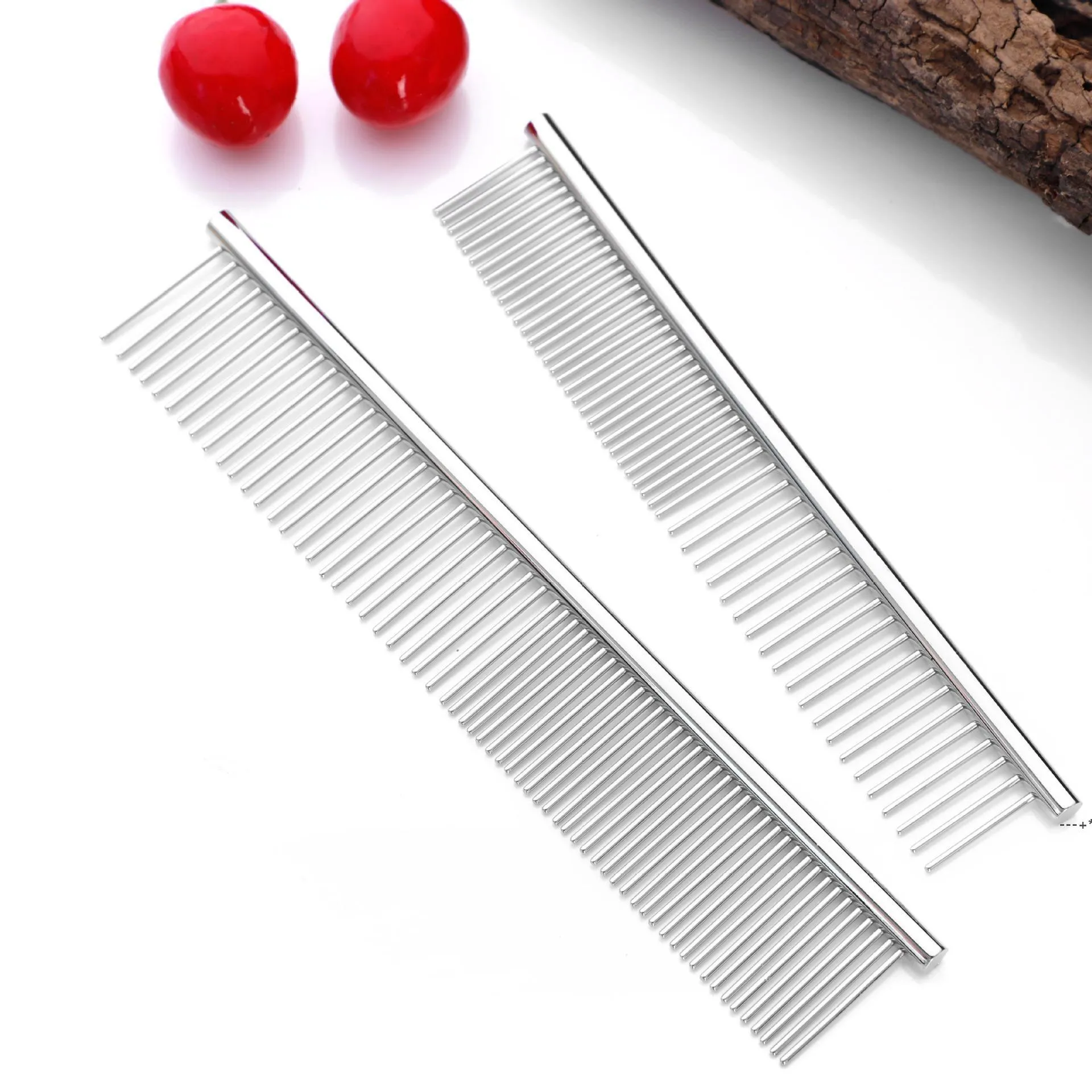 NewStainless Steel Pet Combs Cat Dog Grooming Beauty Tools Professionele gereedschap afgeronde tanden voor het verwijderen van knopen Gangles Rre11842