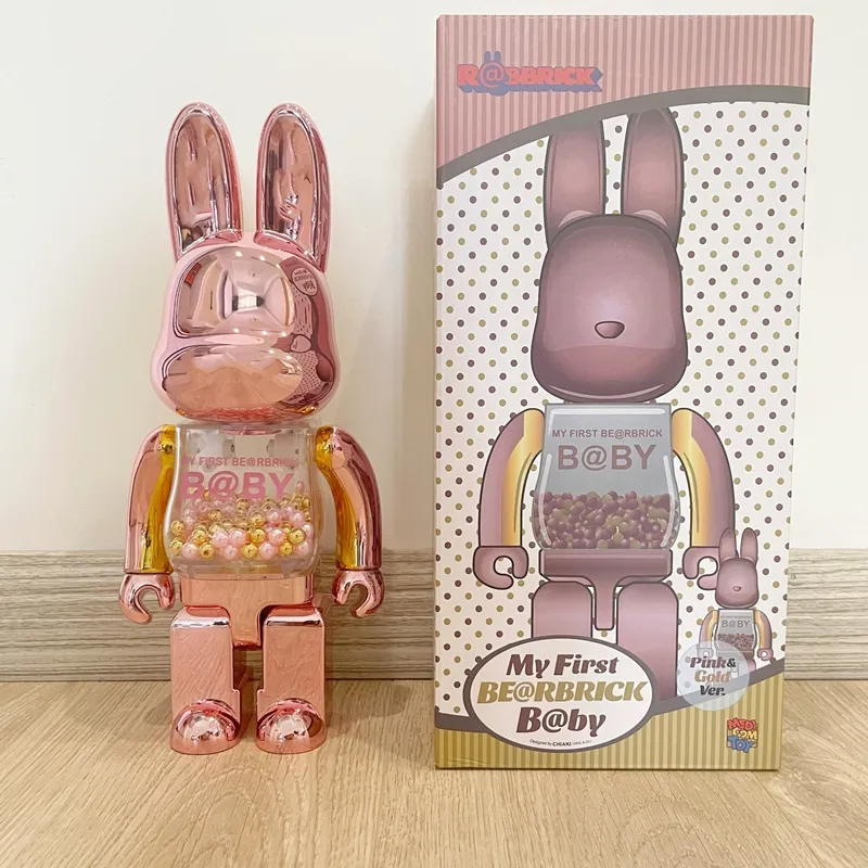Violent Bearbrick Cat Rabbit Qianqiu 400% 2024 Pink Gold Two-Color