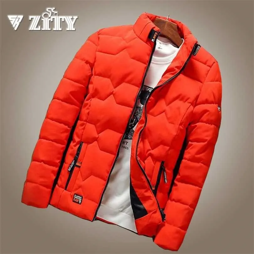 Zity inverno quente homens jaqueta espessado algodão acolchoado roupas slim beisebol casacos moda casual outono outerwear tamanho para baixo 211126
