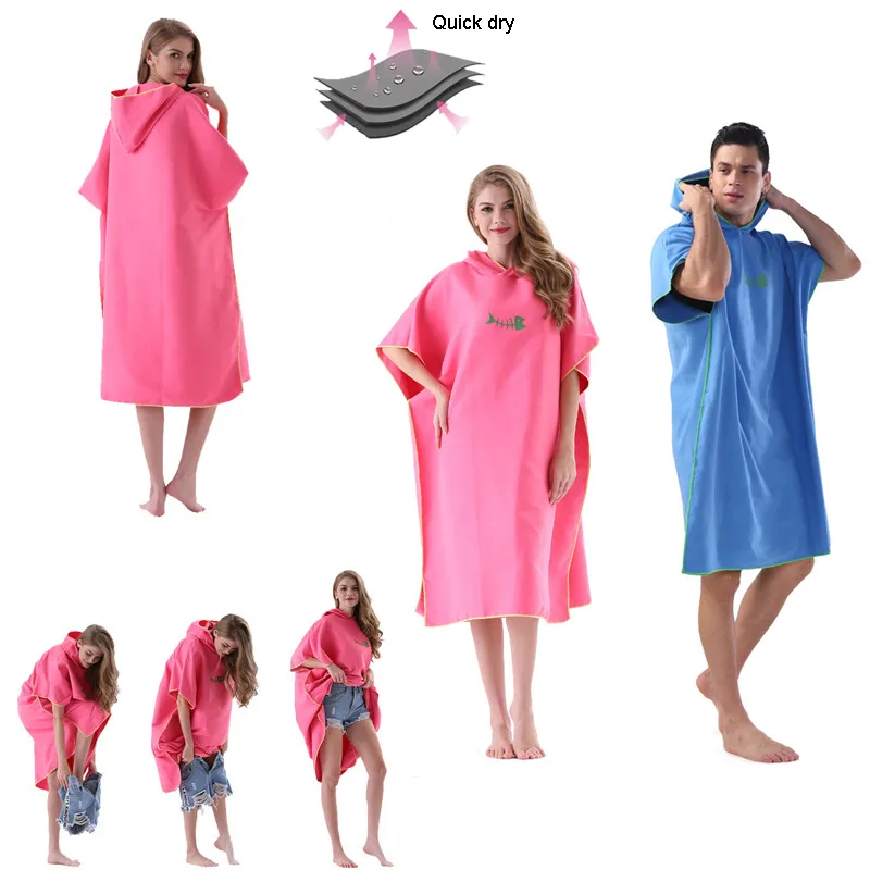 Couvertures de plage pour hommes femmes vestiaire extérieur serviette à capuche microfibre séchage rapide peignoir piscine spa cape