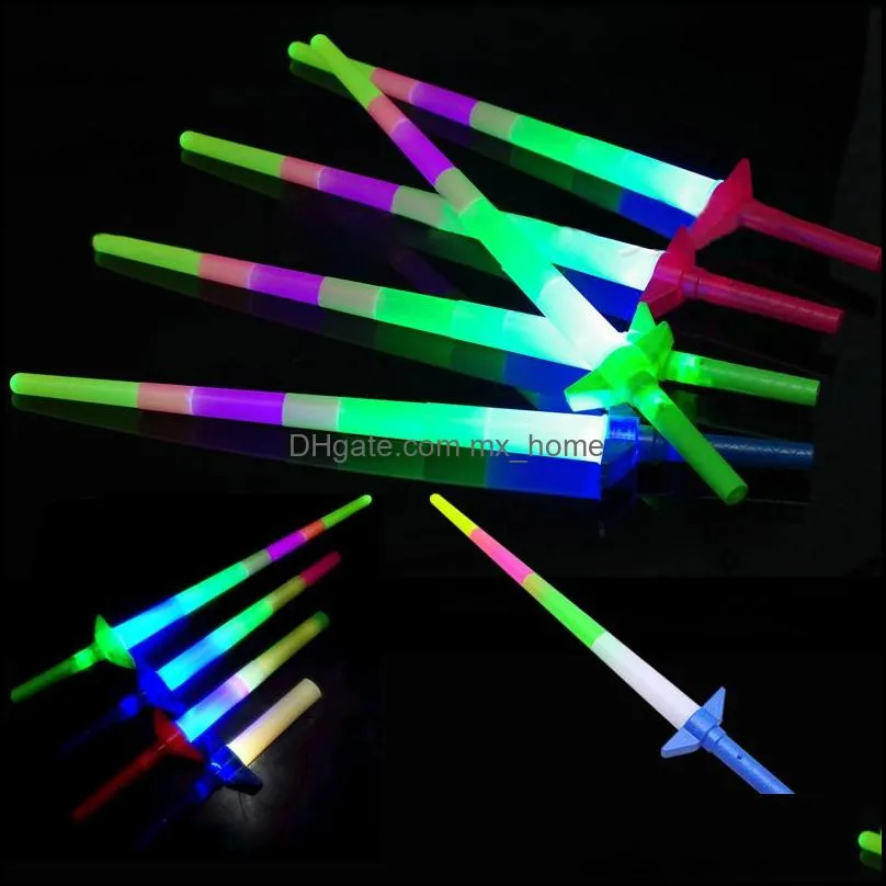 Beleuchtete Geschenke, teleskopischer Leuchtstab, Blitzspielzeug, fluoreszierendes Schwert, Konzert, Weihnachten, Karneval, Spielzeug, LED-Licht, Leuchtstäbe, 4 Abschnitte, Drop De