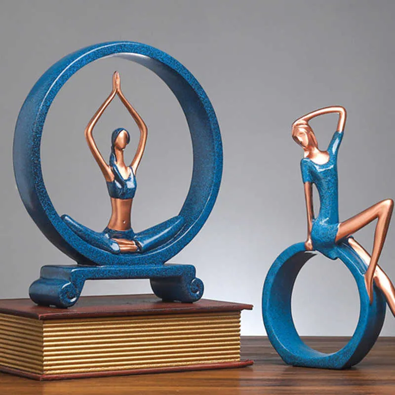 Home Decoration Figurine Ozdoby Desktop Pulpit Żywica Charakter Rzeźba Biuro Dekoracyjne Joga Dziewczyna Statua na prezent