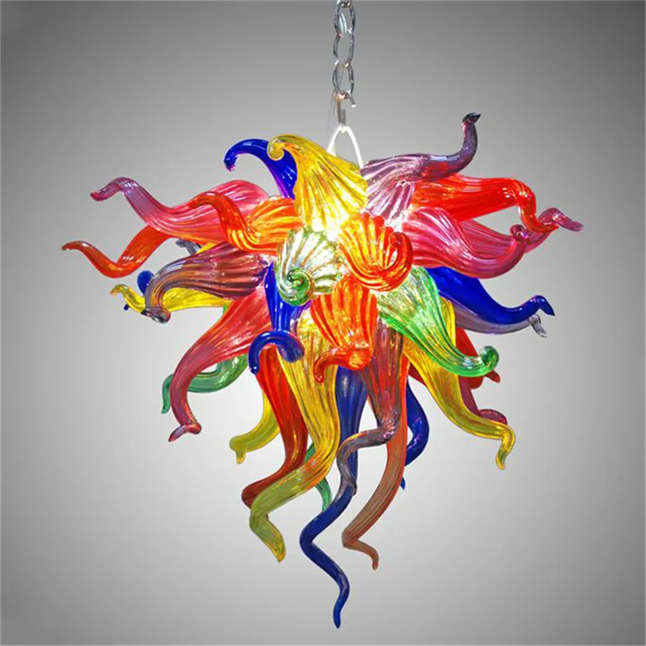 Arc-en-ciel corail forme lustres chaîne pendentif lumière salon H otel verre soufflé à la main lustre lampe accepter la personnalisation