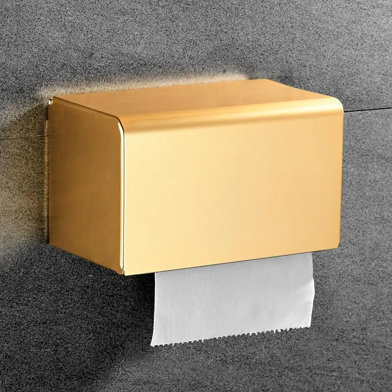 Toilet Paper Holders Gold Bathroom Tissue Box Aluminum Waterproof Roll Holder Lavatory Shelf