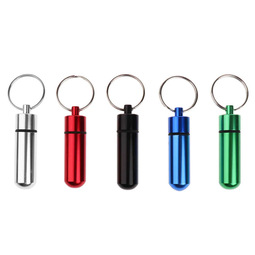 Pill Container Keychain Holder 100% Waterproof - 5 Pack ( Mixed Color) - Single