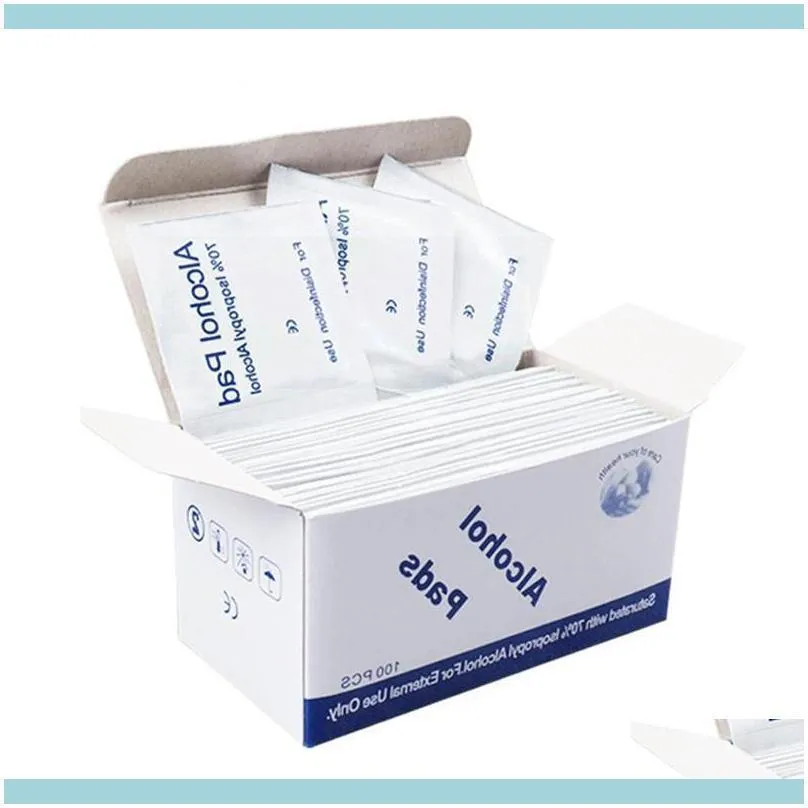 Sanitary Paper Care Health Beautyalcohol Wipe Pad Medical Swab Sachet Antibacterial Tool Cleanser Wet Wipes 100st/Lot 75% Alcohol Prep SW