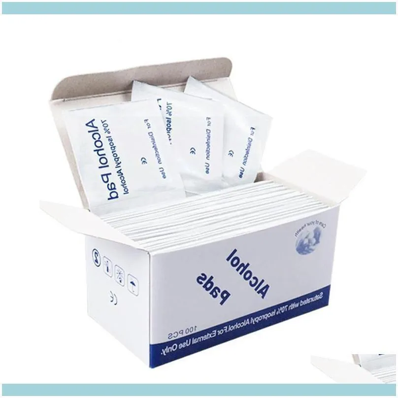 Sanitaire papierzorg Gezondheid BeautyalCohol Wipe Pad Medical Swab Sachet Antibacterieel gereedschap Reinigingsmiddel natte doekjes 100 van