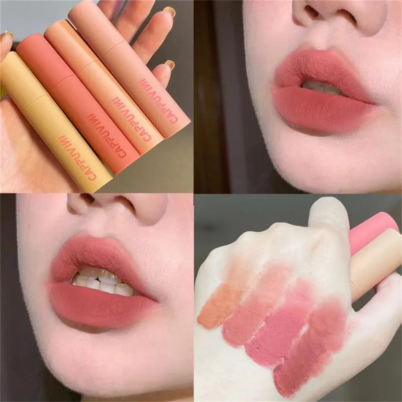 LIP GLOSS CAPPUVINE Châtaignes Lipstick maquillage Matte Velvet Macaron Mud Creamy Tint Cosmétique TSLM2