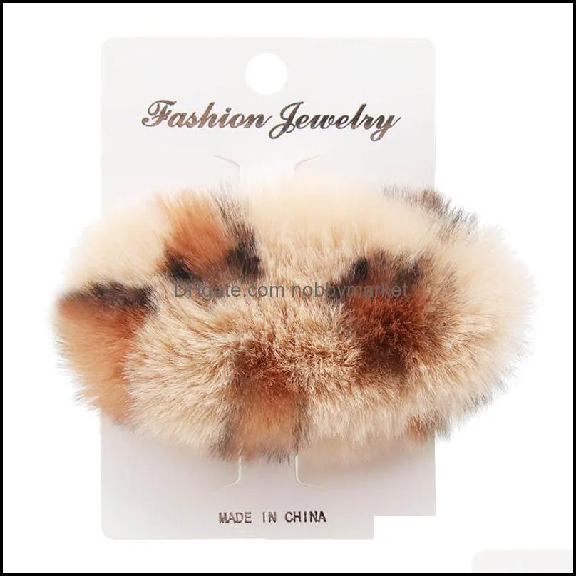 New autumn winter fur women hair clips fashion leopard girls barrettes hair accessories for women BB clips fashion accessories