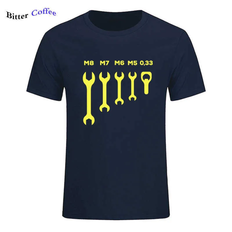 Męskie śmieszne klucze szczęki spanner jelenie mechanik samochodowy prezent t shirt design z krótkim rękawem okrągły kołnierz o neck shirt 210629