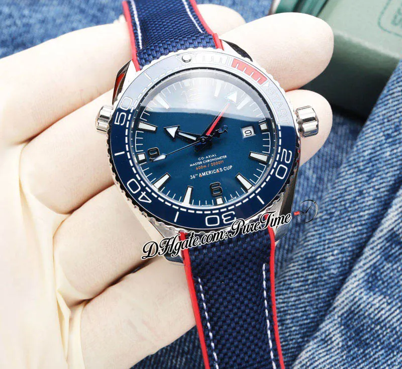 2021 JHF 600M Miyota 8215 A8800 Automatic Mens Watch 215 33 40 20 03 001 Steel Blue Ceramic Bezel Blue Dial Nylon Strap Puretime I3290