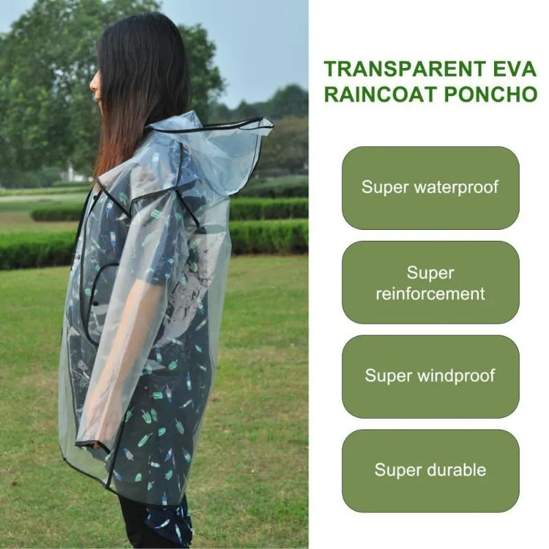 Vestes pour hommes Poncho de pluie à bord allongé flexible et pratique EVA Unisexe Imperméable à capuche pour la randonnée