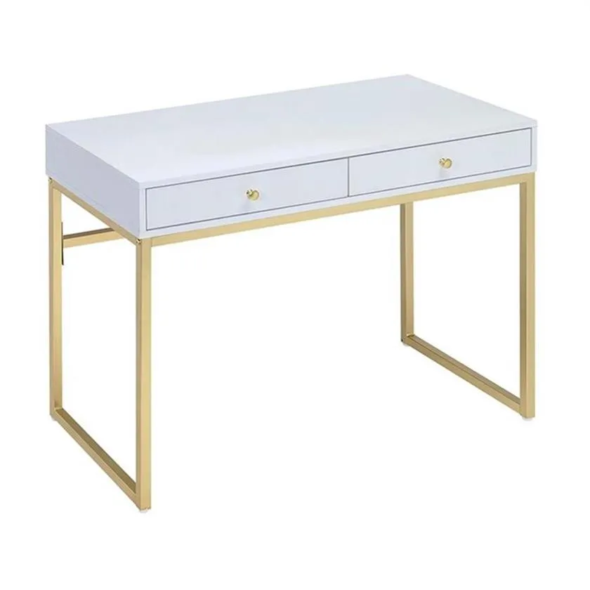 Scrivania Acme Coleen in Bianco Brass Mobili Table PC Tablea39A17A53 A14
