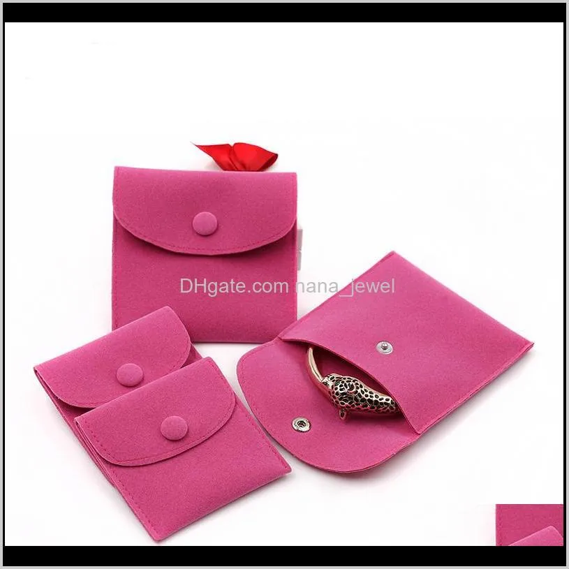 jewelry gift packaging envelope pouch with snap fastener dust proof jewellery storage bags made of double sided velvet with assorted