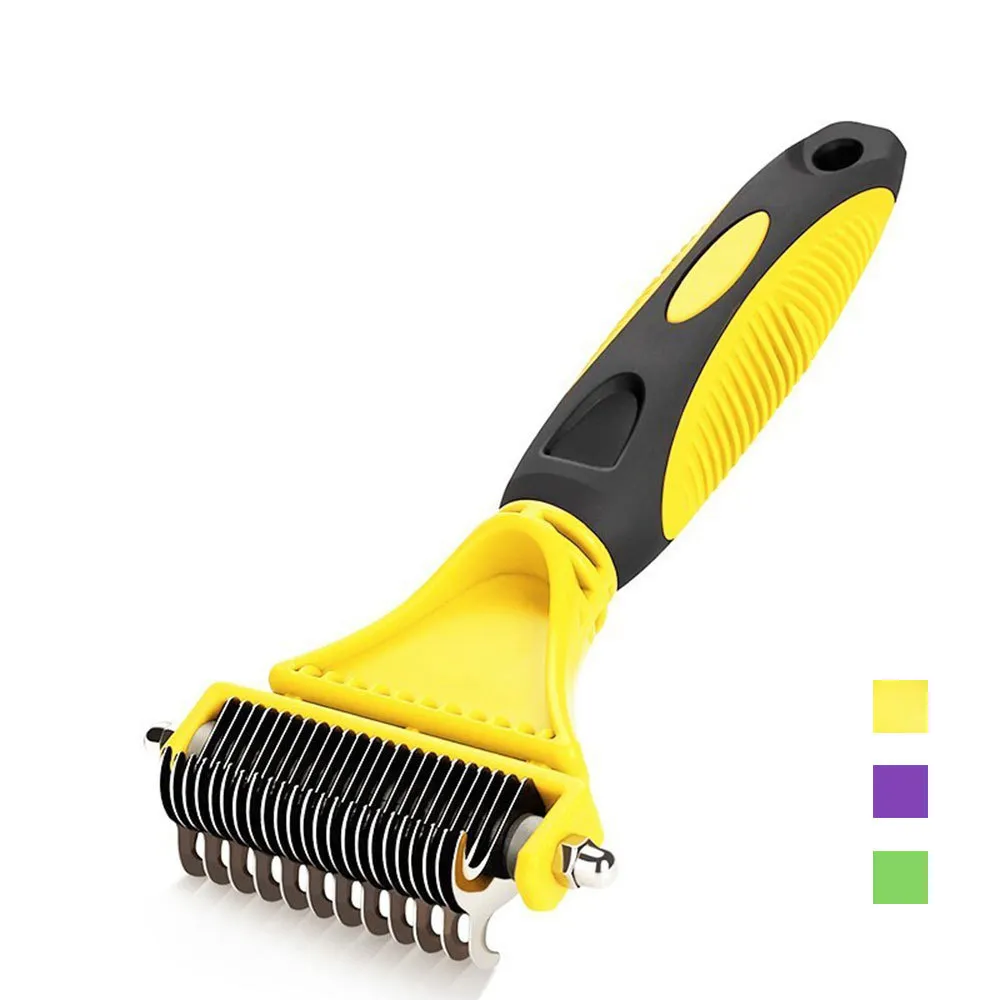 Pet Dog Dematting Comb with 2 Sided Professional Grooming Rake Easy Mats Tangles Removing Hair Removal Brush for Dogs Cats