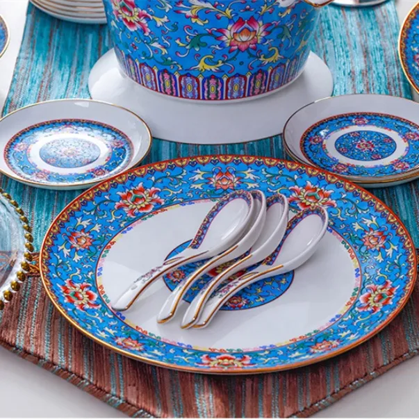 Ensemble de vaisselle chinoise, assiettes à dîner, ensembles de