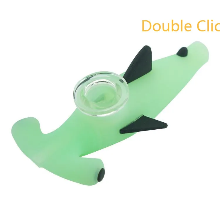 Wholesale Shark Green Blue Silicone Pipes Unique Design Smoking Pipe Dab Oil Burner Hand Spoon For Tobacco hookahs