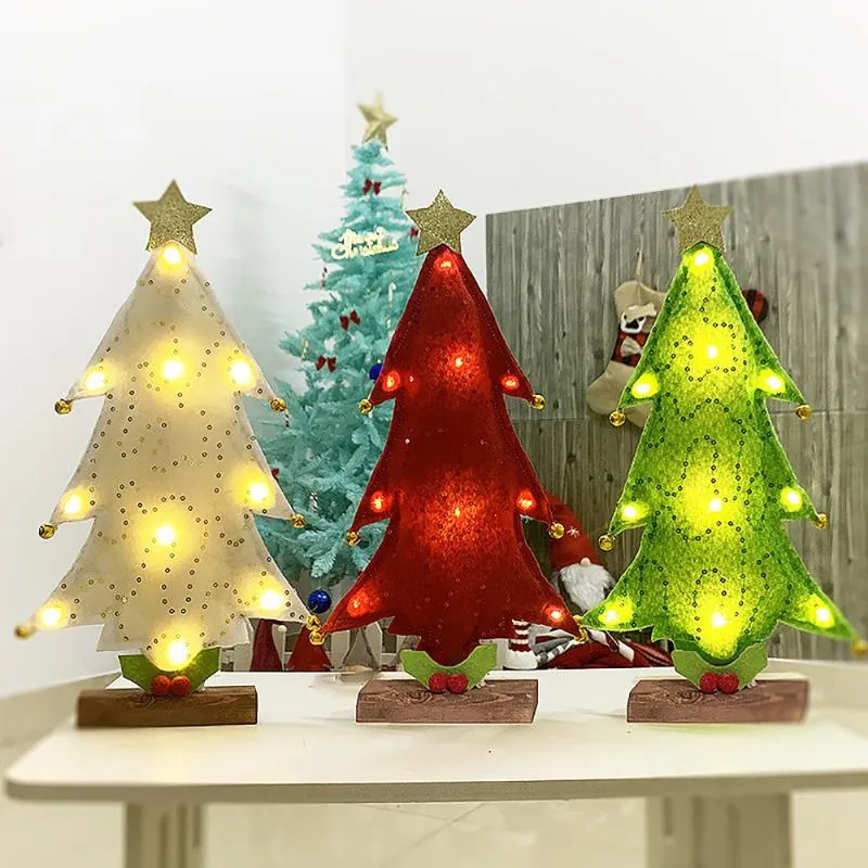 Decorative Objects & Figurines Led Lights Christmas Tree Decoration Mini Gift Desktop Artificial Stand 33x18cm Festival Table Supplies Xmas