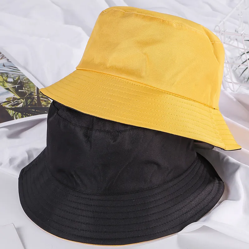 Style Light Board Bucket Hat Pure Färg All-Matching Basin Hat Lovers Hat Trendig Sun Wide Brim Hattar