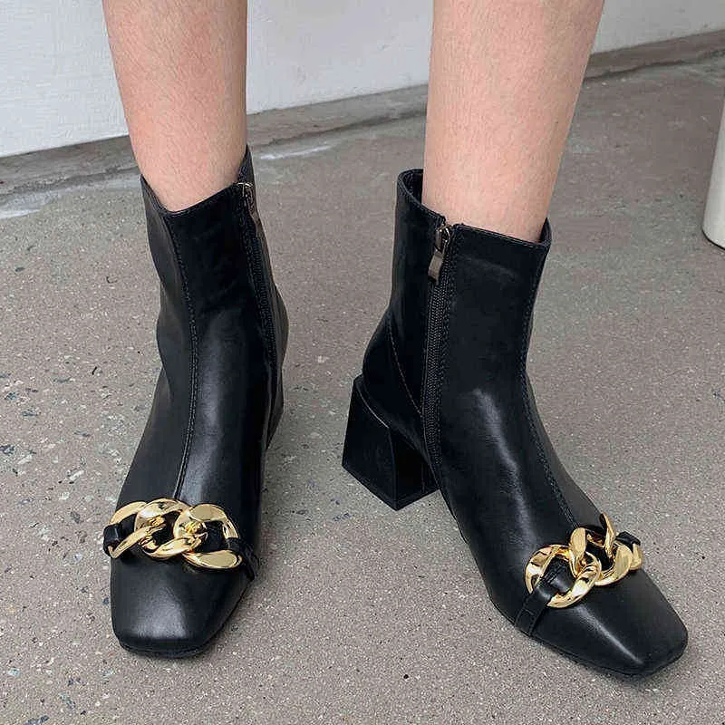Mulheres Modern Tickle Boot Senhoras 2022 Moda Feminina Square Toe High Saltos Metal Sapatos Outono Inverno Chelsea Botas para