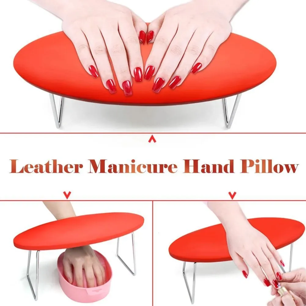 Oreiller détachable pour les mains et les ongles, repose-bras en cuir microfibre, accessoires d'art imperméables, utilisation par un technicien - Blanc