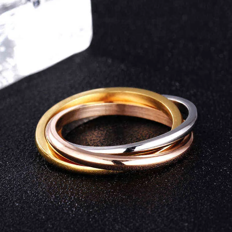 2020 Nieuwe mode-sieraden ring voor vrouwen klassieke 3 rondes sets roestvrijstalen bruiloft engagement paar s geschenk