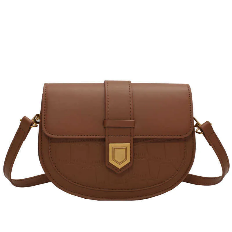 Alta qualidade bolsa de ombro cor sólida textura saddle saco feminino novo moda design clássico senhora ins crossbody all-match